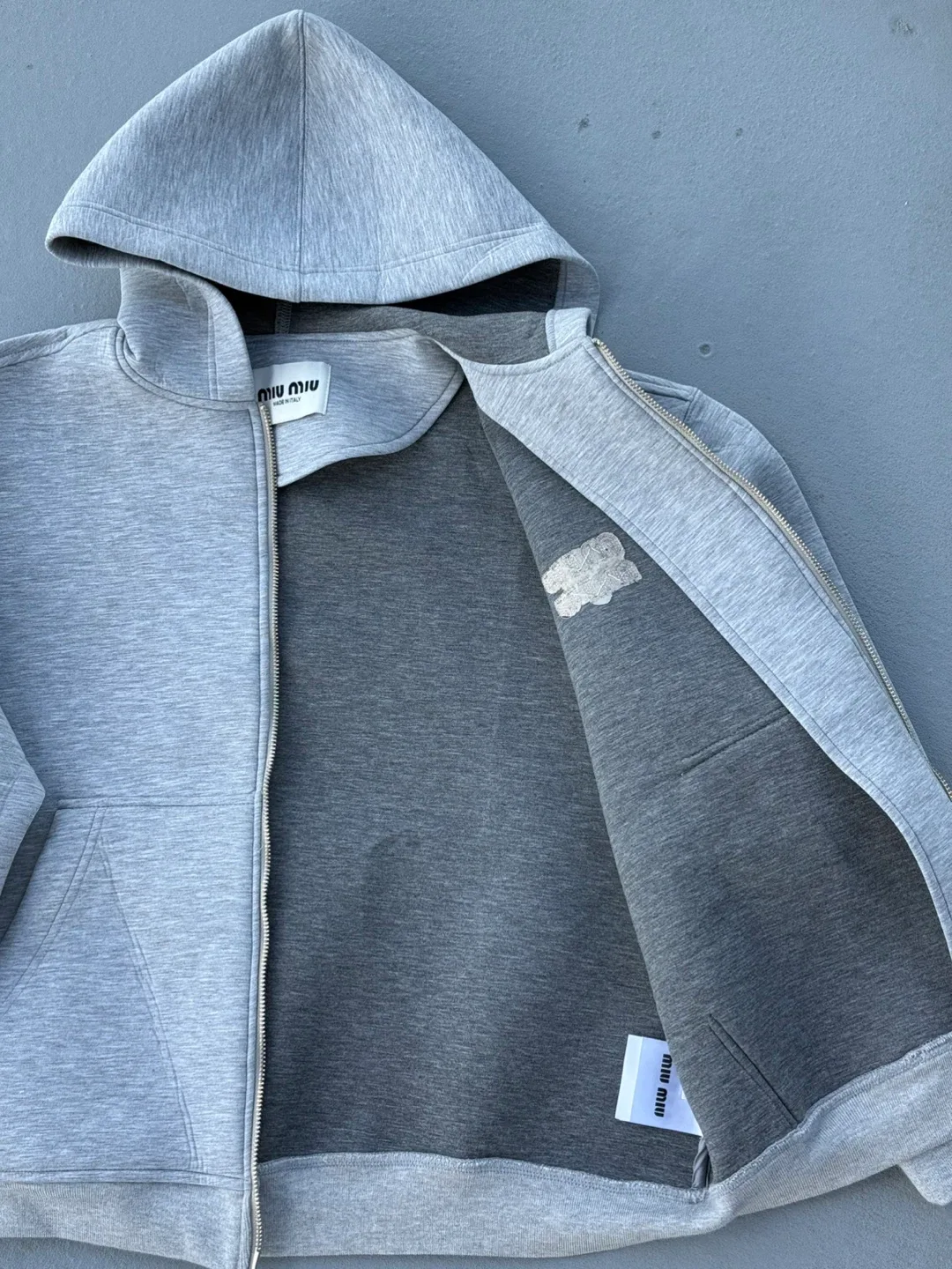 Miu Miu Grey Cotton Hoodie image indicator(2)