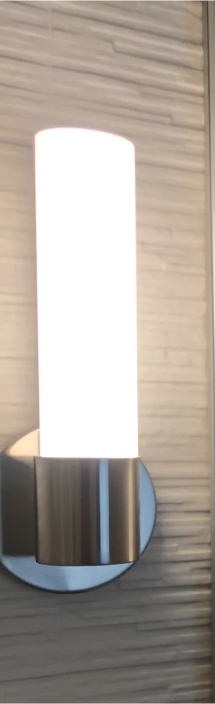 2 Brushed stainless Wall Sconces Glass shades thumbnail