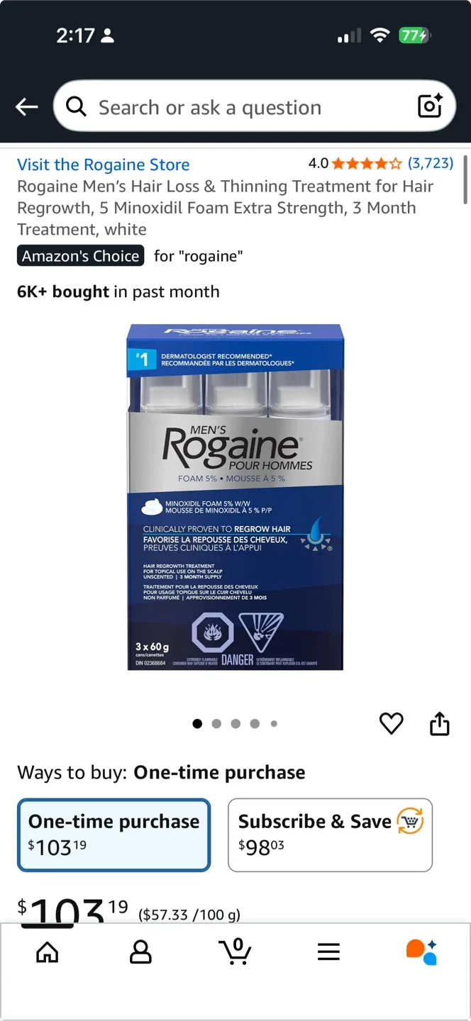 Rogaine Men's Hair Regrowth Treatment, 3 x 60g image indicator(2)