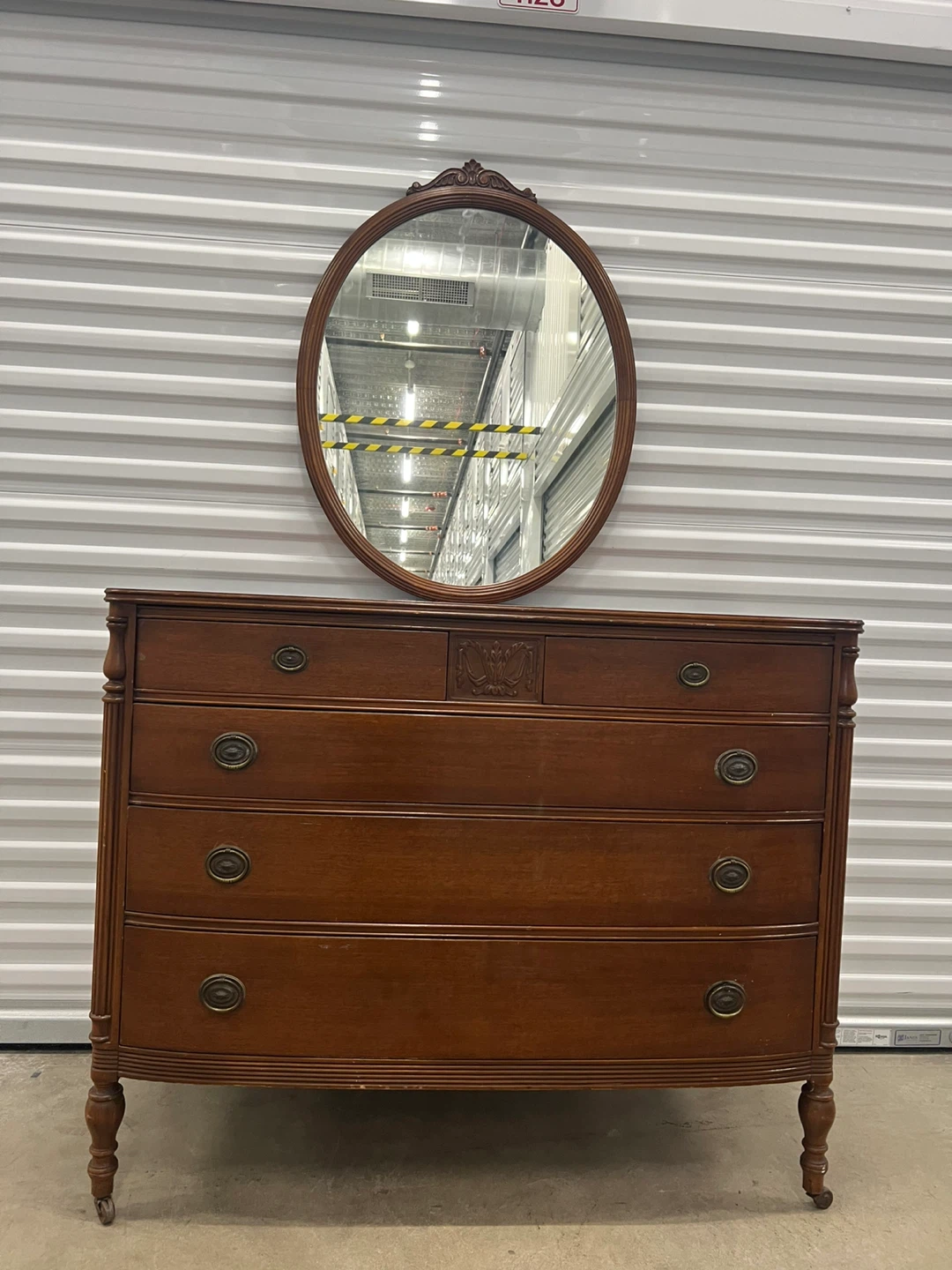 Vintage Wood Dresser with Mirror