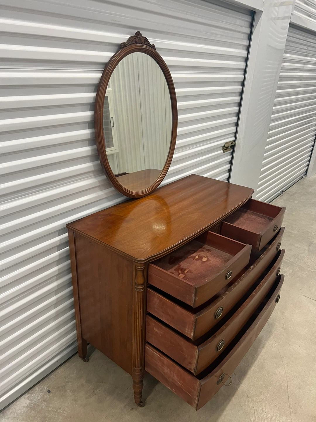 Vintage Wood Dresser with Mirror - photo 4