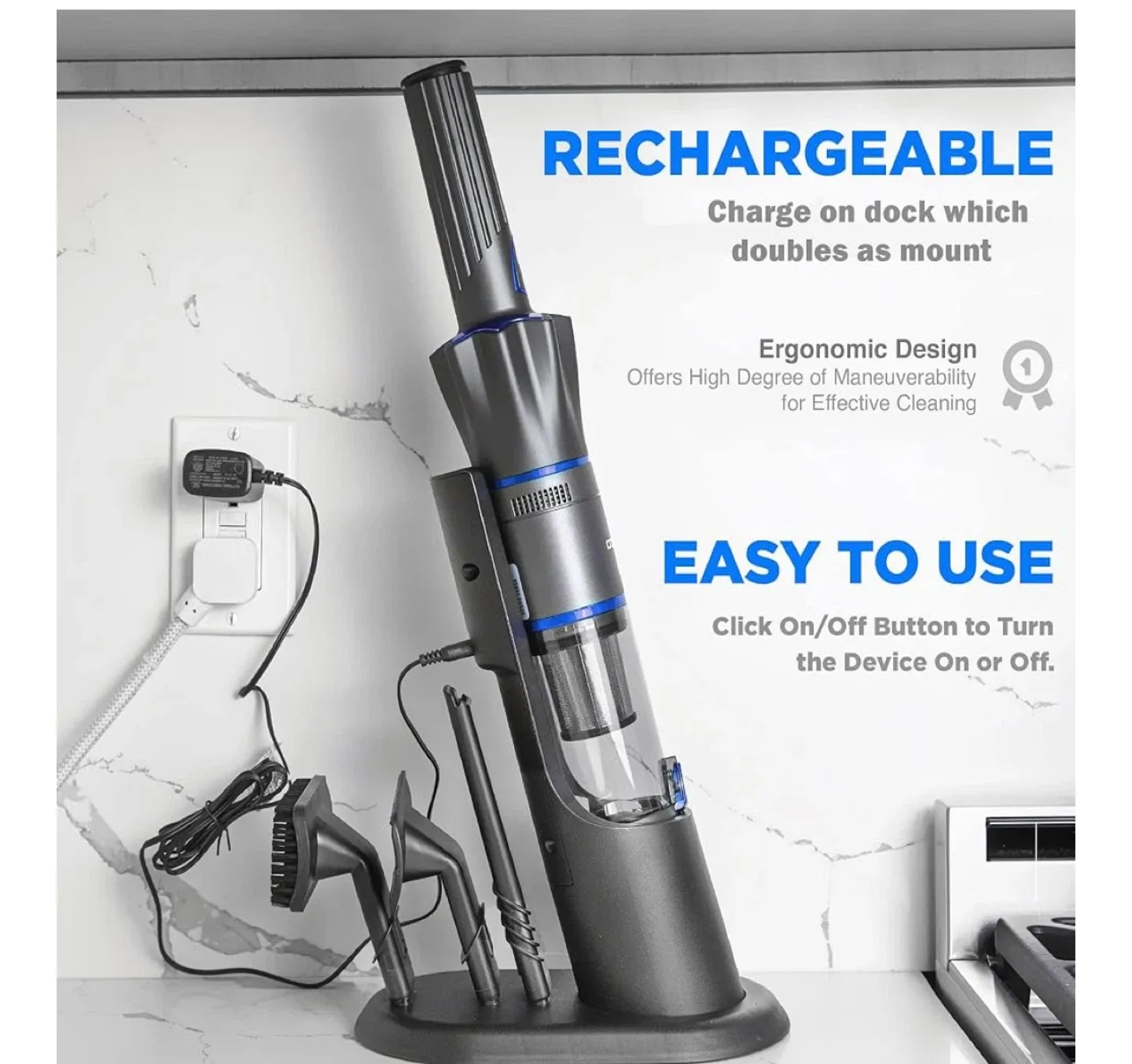 Ruvio Pro Heavy Duty Handheld Vacuum - Rechargeable image indicator(2)