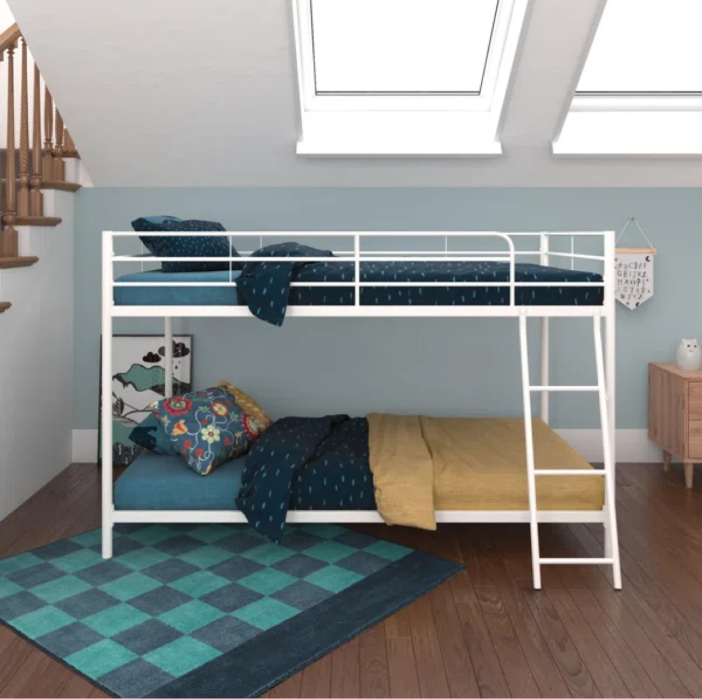 White Metal Bunk Bed Frame
