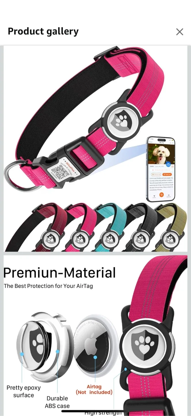 ilFindYou Reflective Dog Collar - Rose Red, Size M image indicator(2)