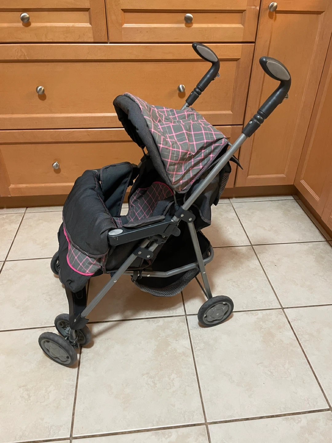 Doll Stroller - Black and Pink