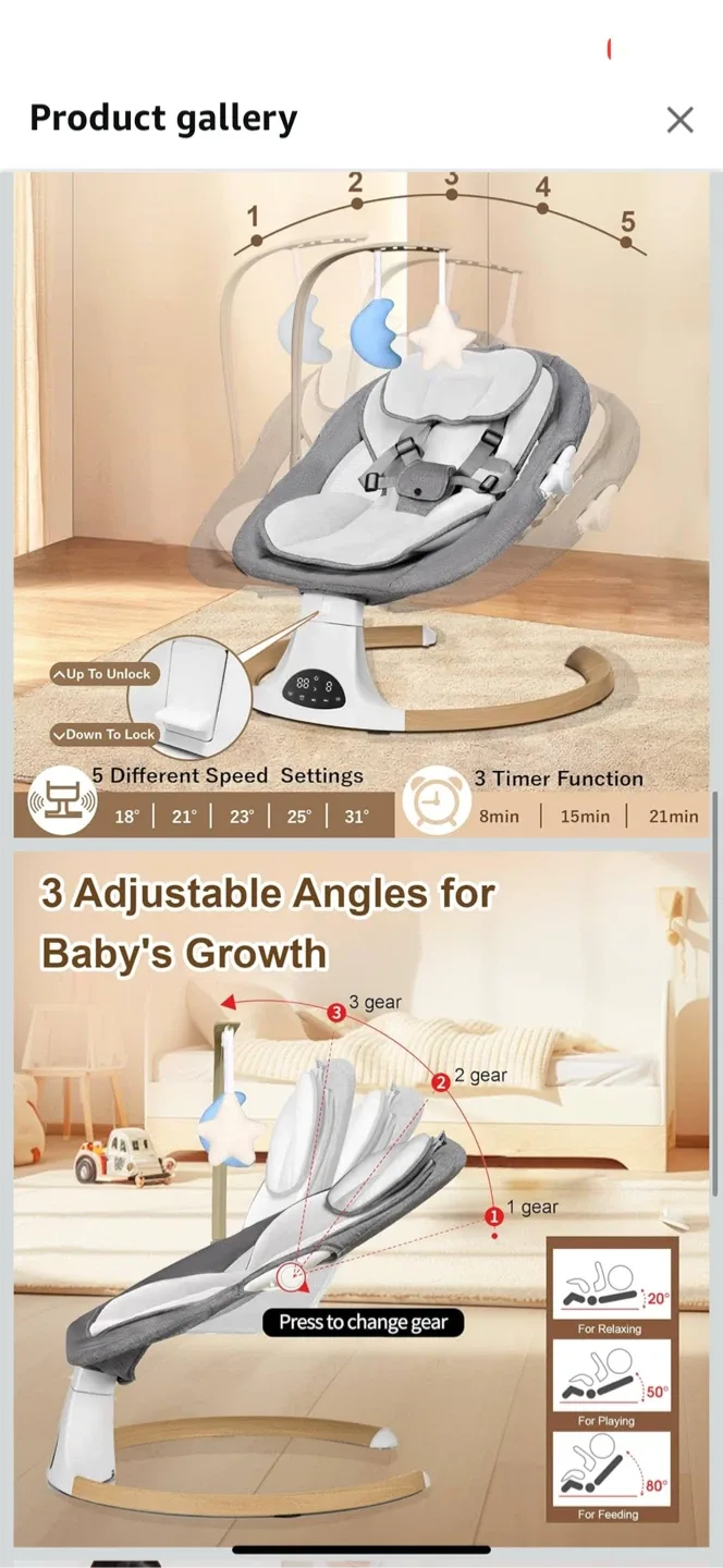 Baby Swing with Remote & 5-Point Harness image indicator(3)
