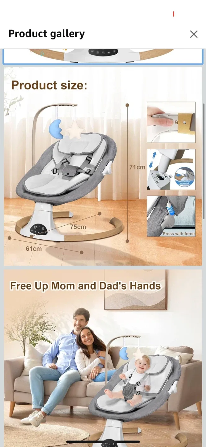 Baby Swing with Remote & 5-Point Harness image indicator(2)