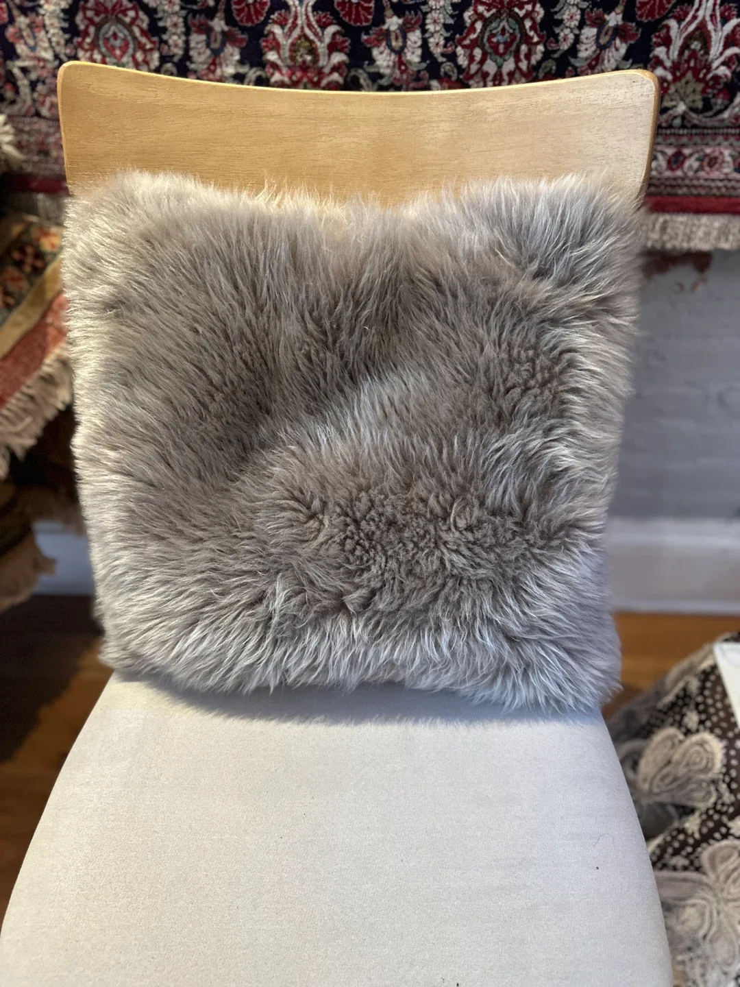Grey Faux Fur Pillow Cover image indicator(3)