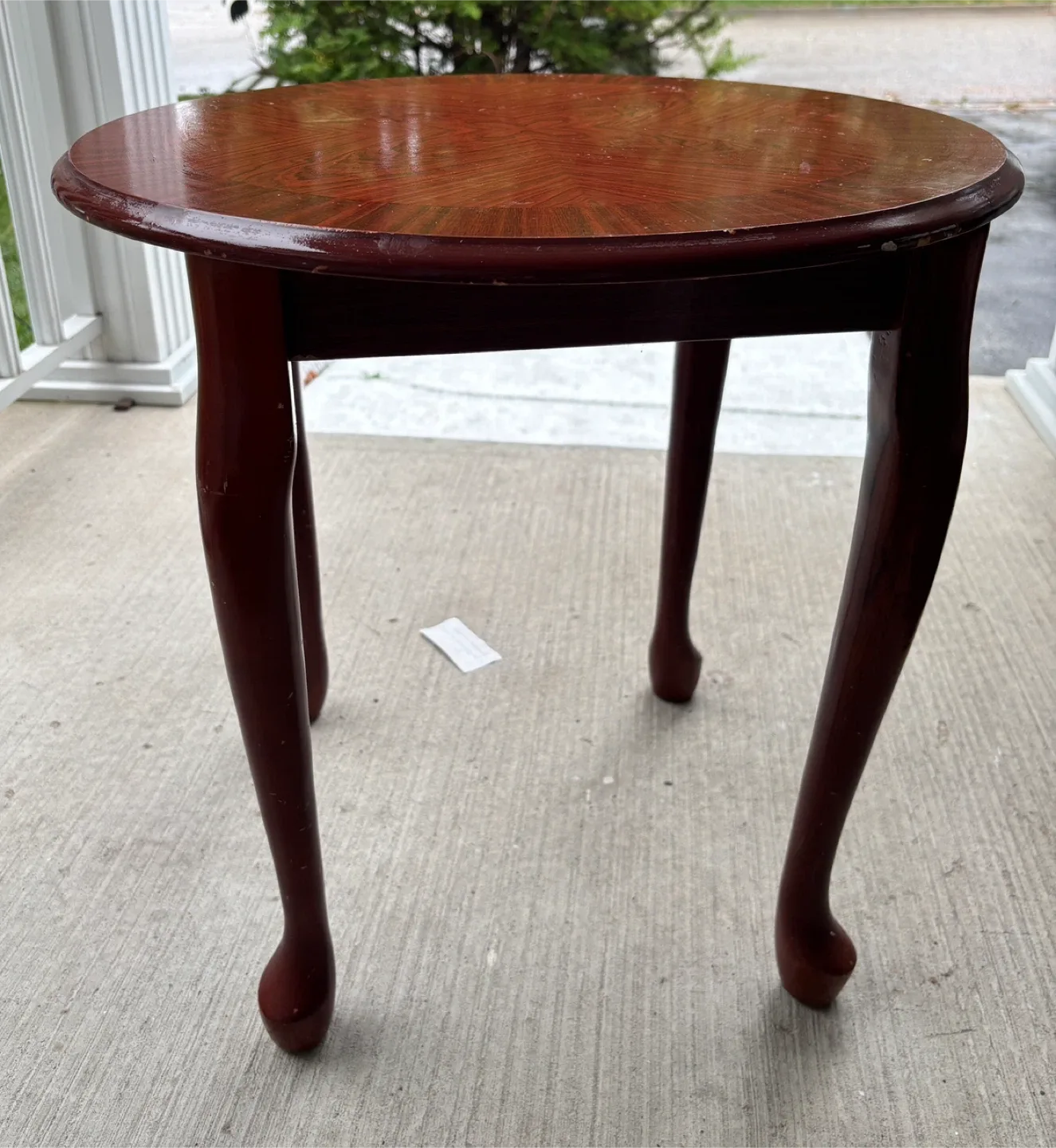 Beautiful Round Wooden Side Table - Mahogany Finish (20”H, 20”D) image indicator(2)