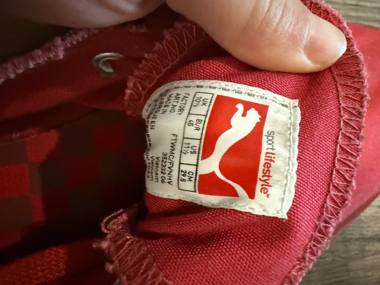 Puma Red Canvas Sneakers US 11.5 image indicator(3)