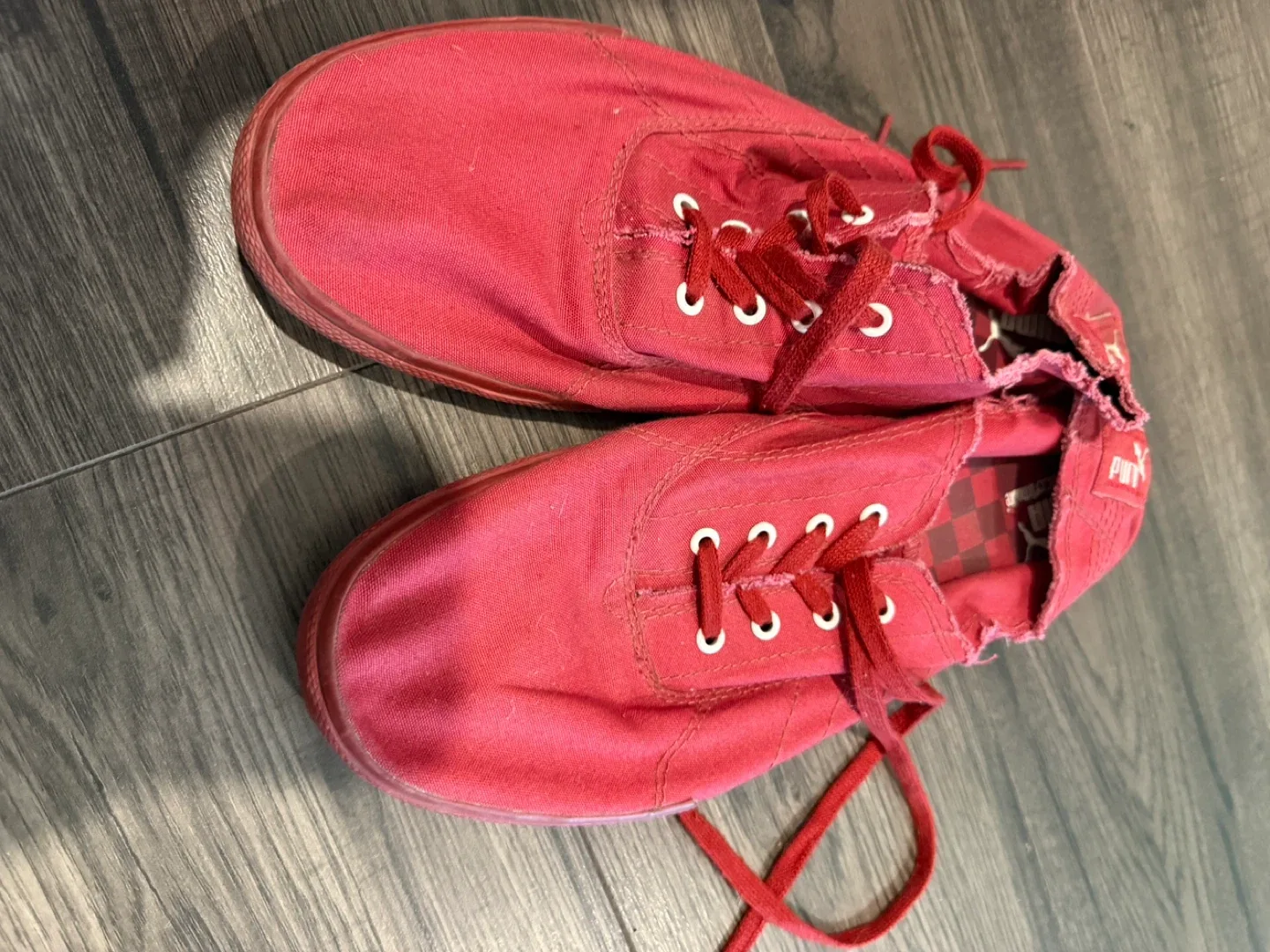 Puma Red Canvas Sneakers US 11.5 image indicator(2)