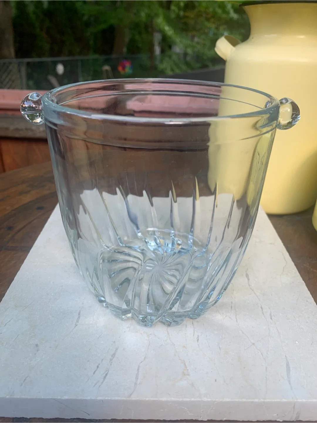 Vintage Clear Cut Glass Ice Bucket with Handles image indicator(2)