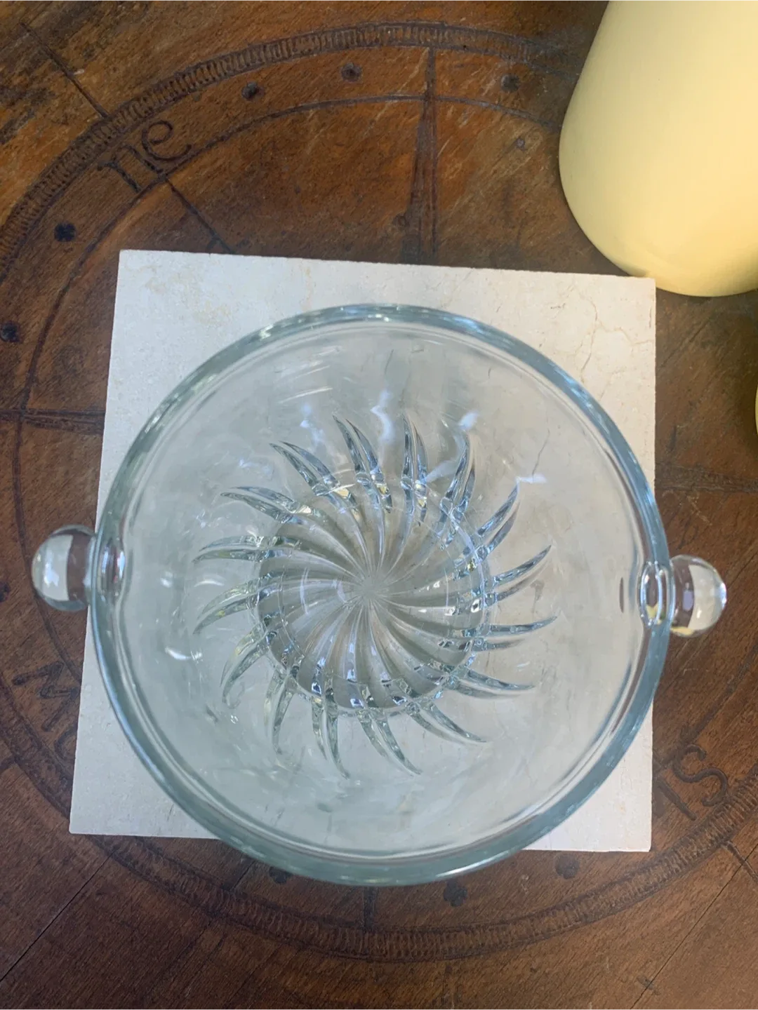 Vintage Clear Cut Glass Ice Bucket with Handles image indicator(3)