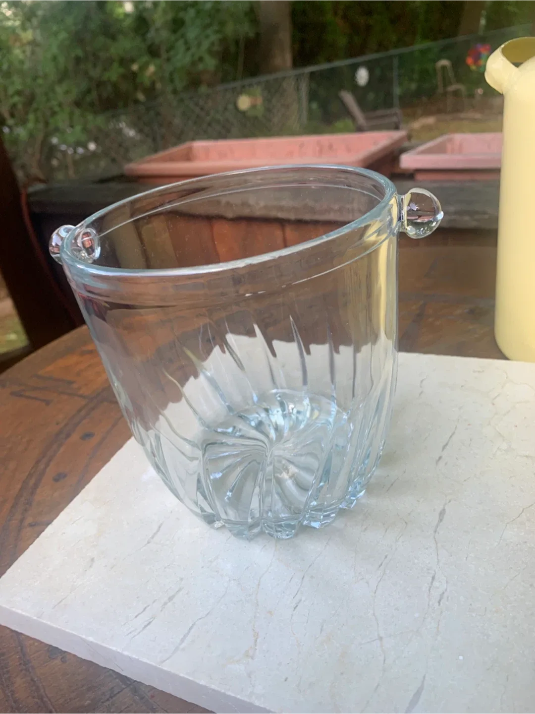 Vintage Clear Cut Glass Ice Bucket with Handles image indicator(6)