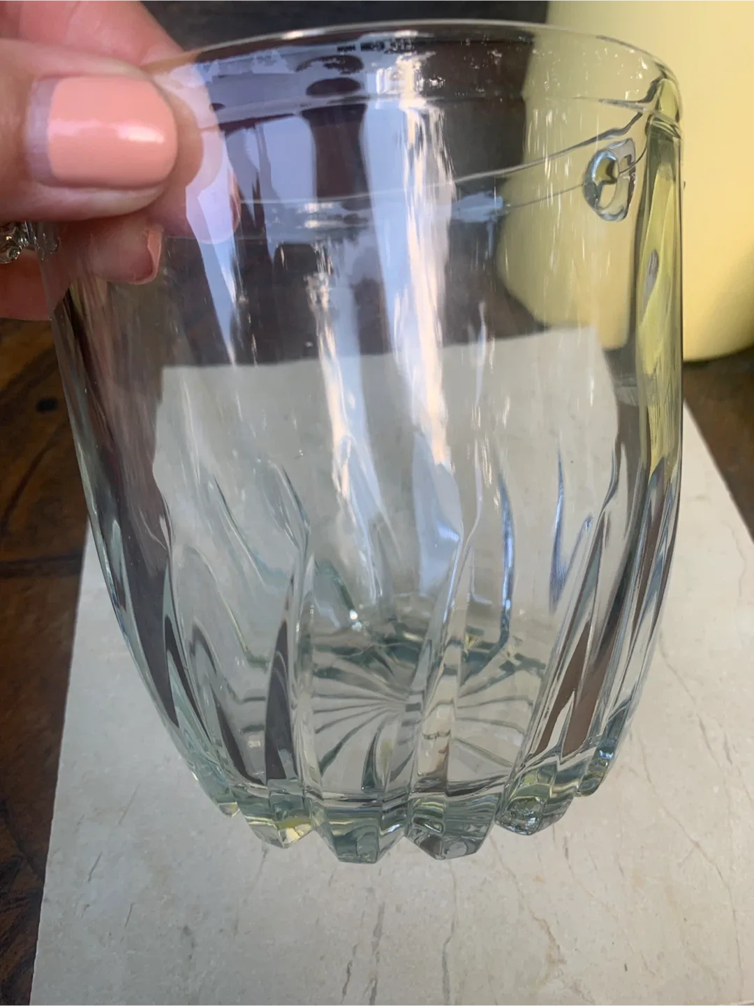 Vintage Clear Cut Glass Ice Bucket with Handles image indicator(7)