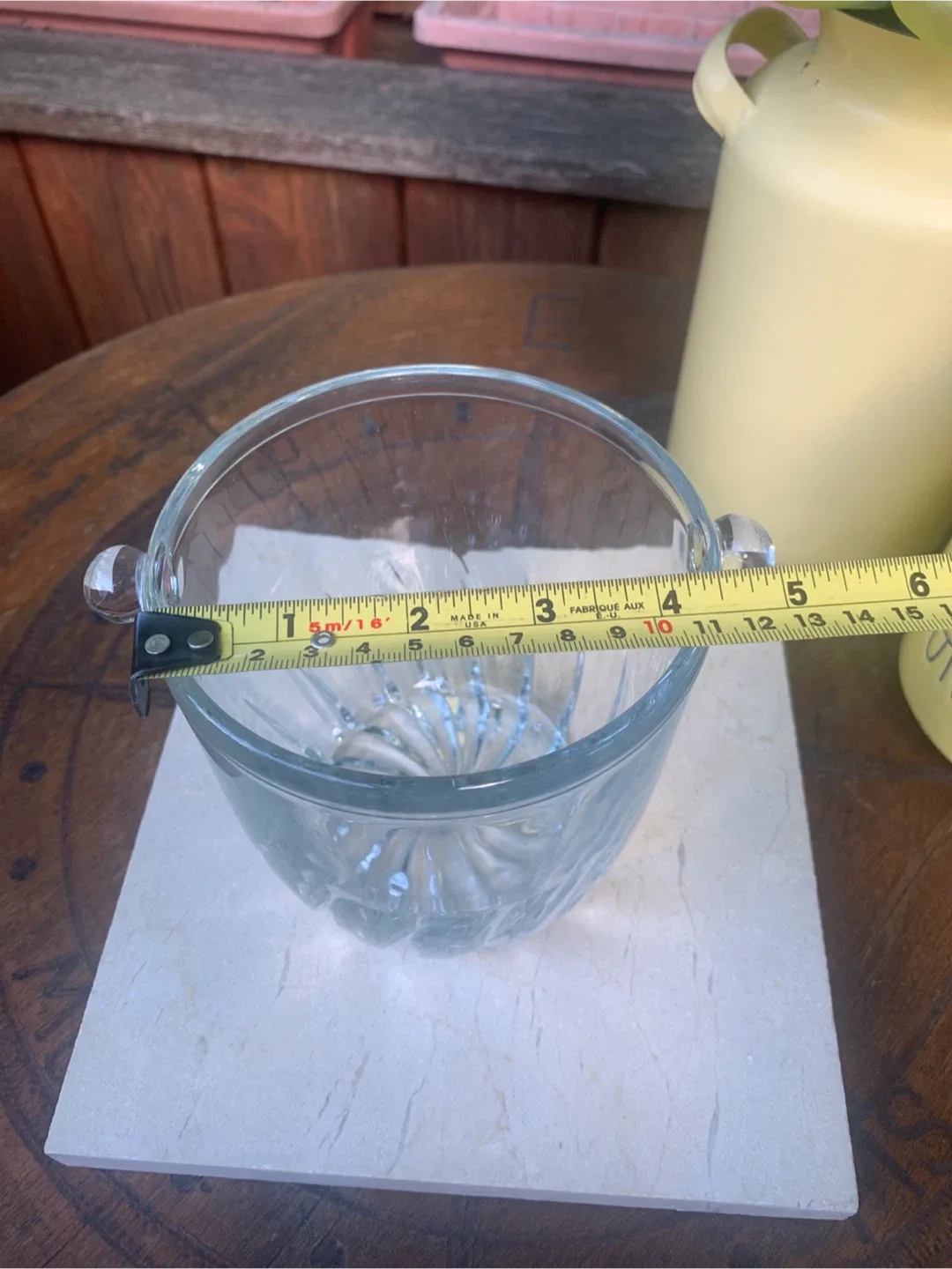 Vintage Clear Cut Glass Ice Bucket with Handles image indicator(9)