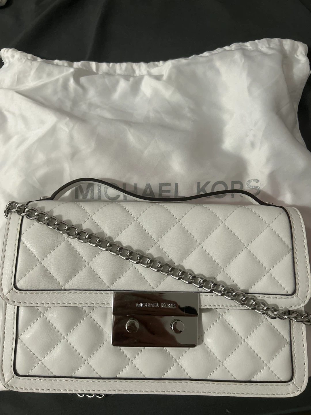 Michael Kors White Quilted Crossbody Bag