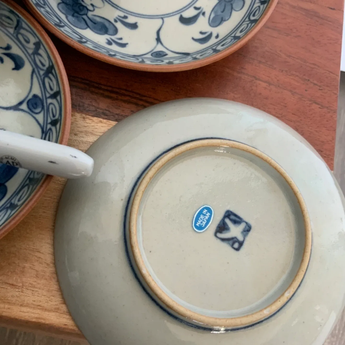 Set of 6 Vintage Blue & White Saucers image indicator(6)