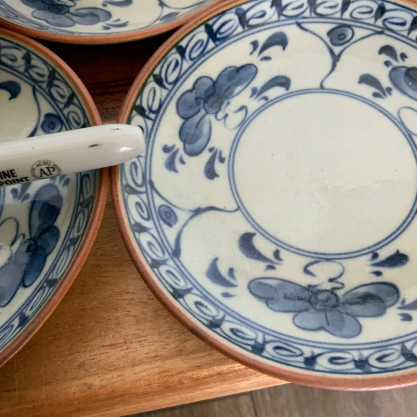Set of 6 Vintage Blue & White Saucers image indicator(5)