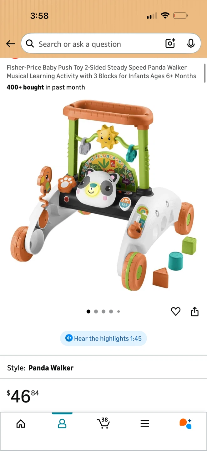 Fisher-Price Baby Push Toy Panda Walker