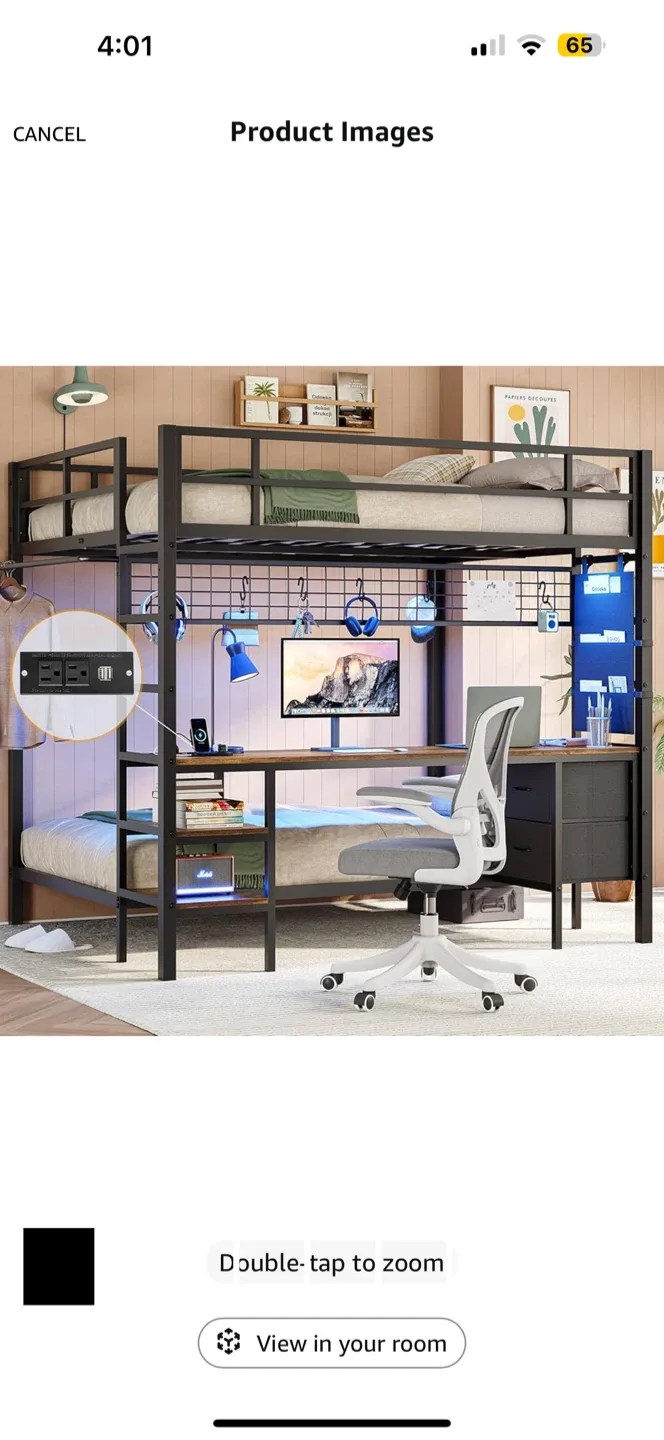 Bunk Bed with Desk and Charging Station thumbnail
