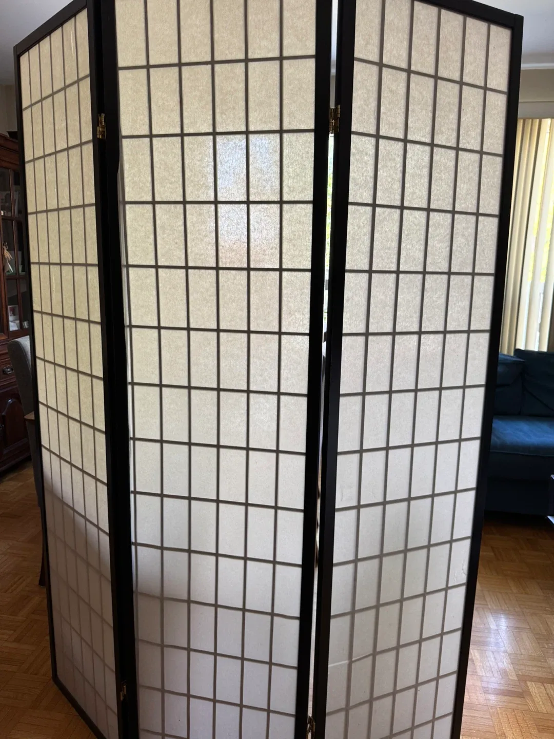 Black Wood & Rice Paper Room Divider Screen image indicator(2)