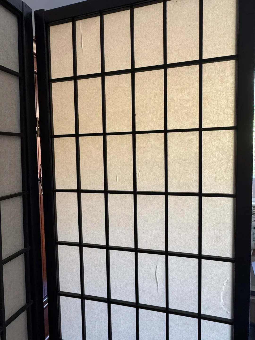 Black Wood & Rice Paper Room Divider Screen image indicator(3)