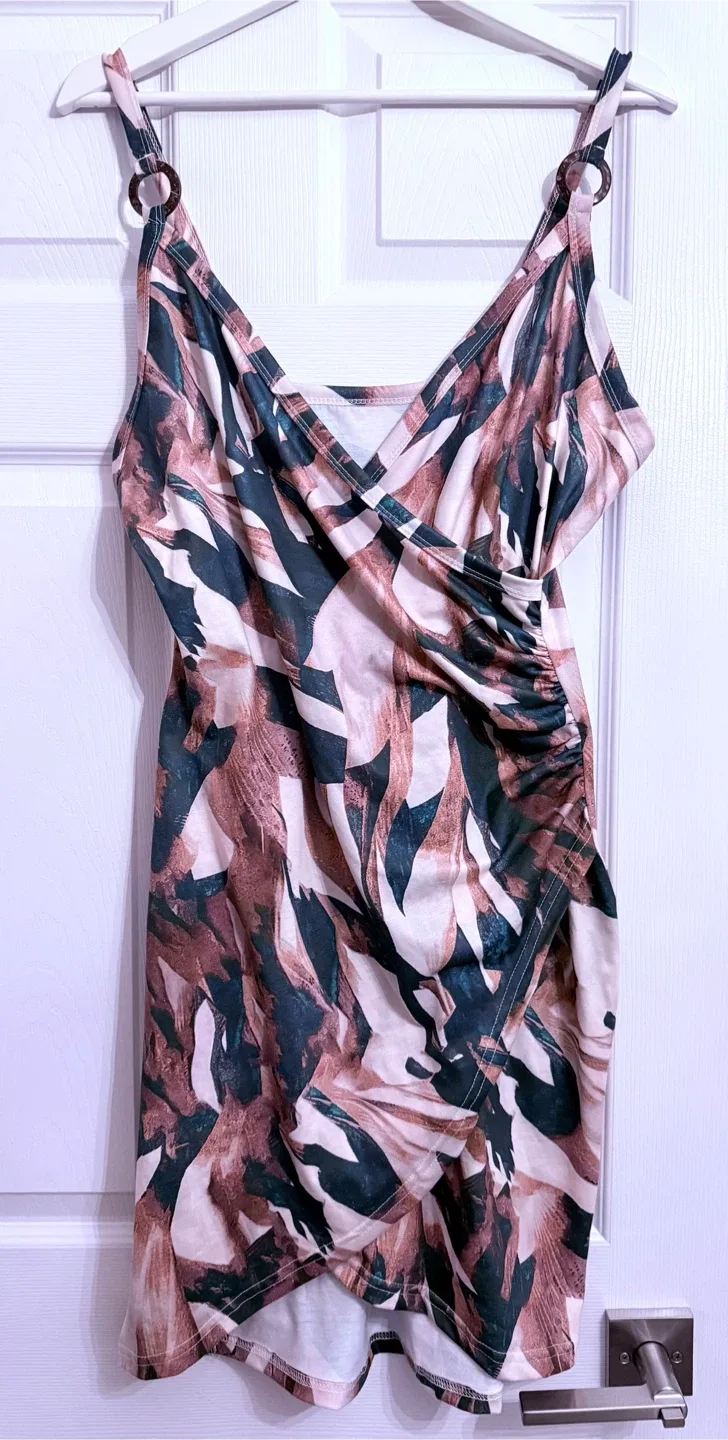 SHEIN Clasi Allover Print Ruched Wrap Hem Cami Dress image indicator(2)