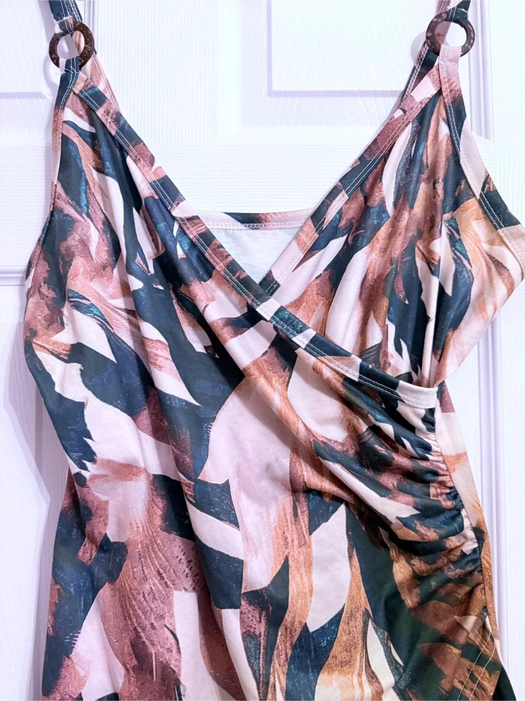 SHEIN Clasi Allover Print Ruched Wrap Hem Cami Dress image indicator(4)