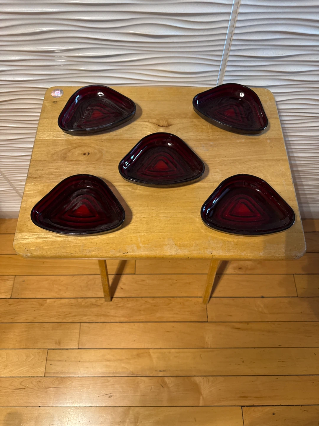 Vintage Indiana Glass Ruby Red Ashtrays