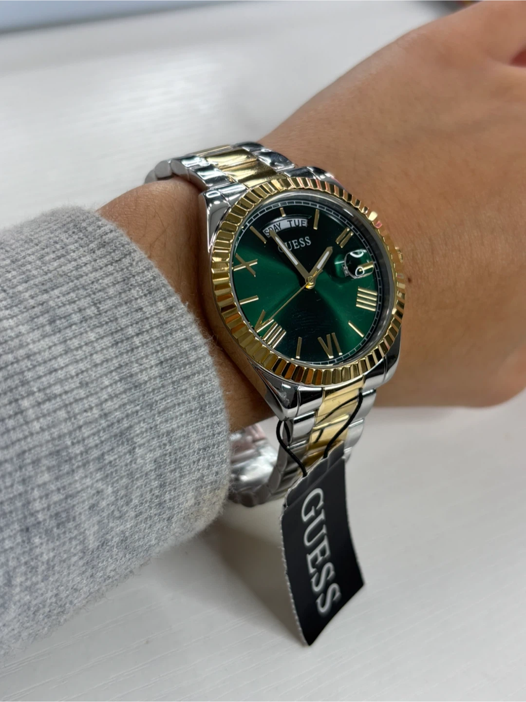 New Guess Two-Tone Green Face Watch - photo 5