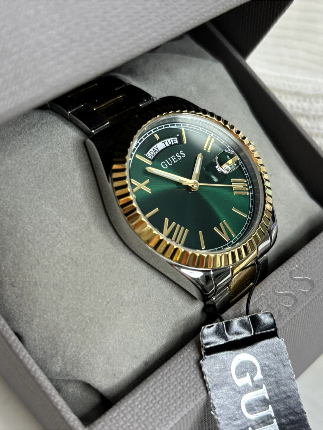 New Guess Two-Tone Green Face Watch - photo 2