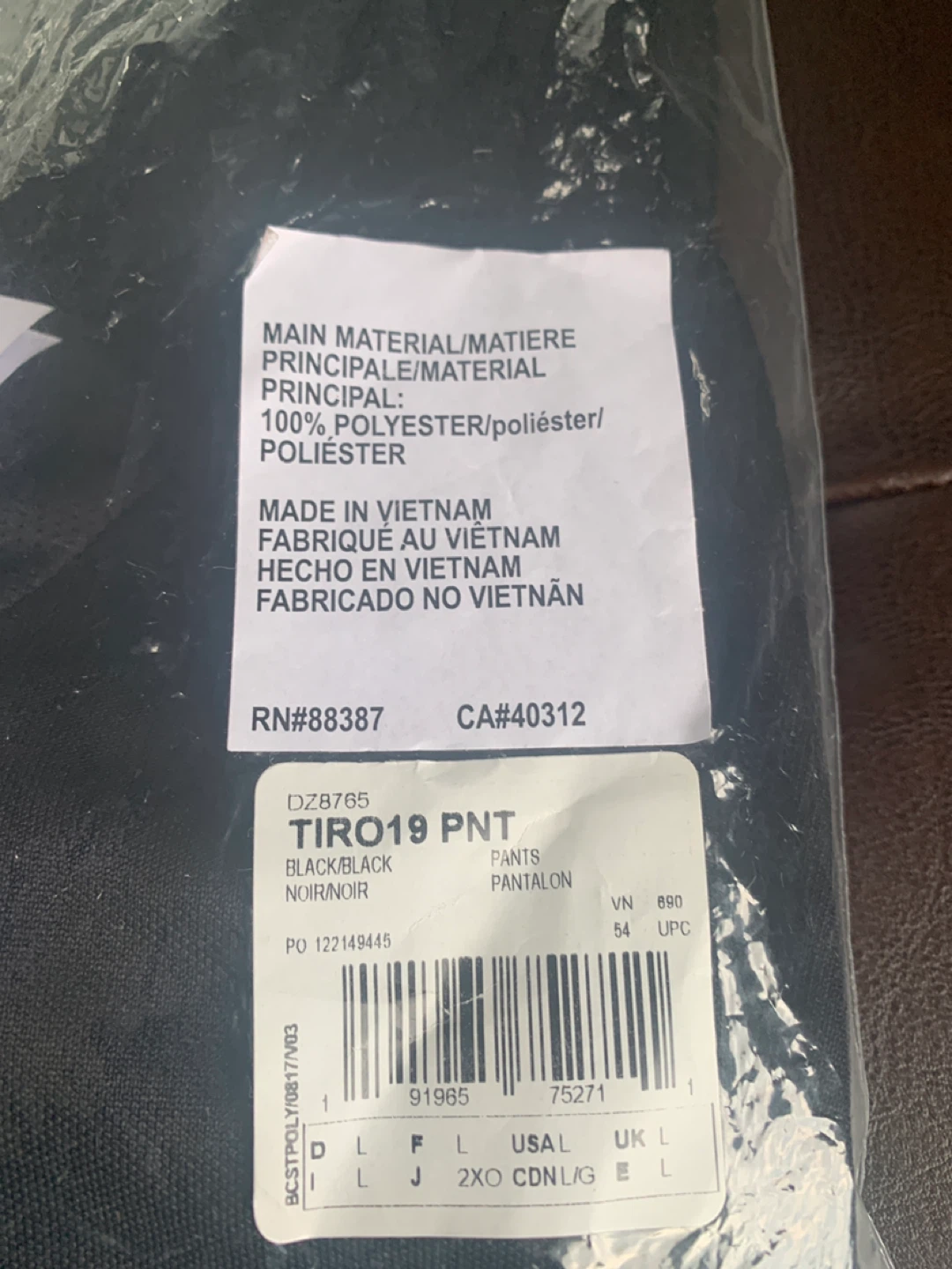 Adidas Tiro 19 Black Pants Size L - New with Tags! - photo 2