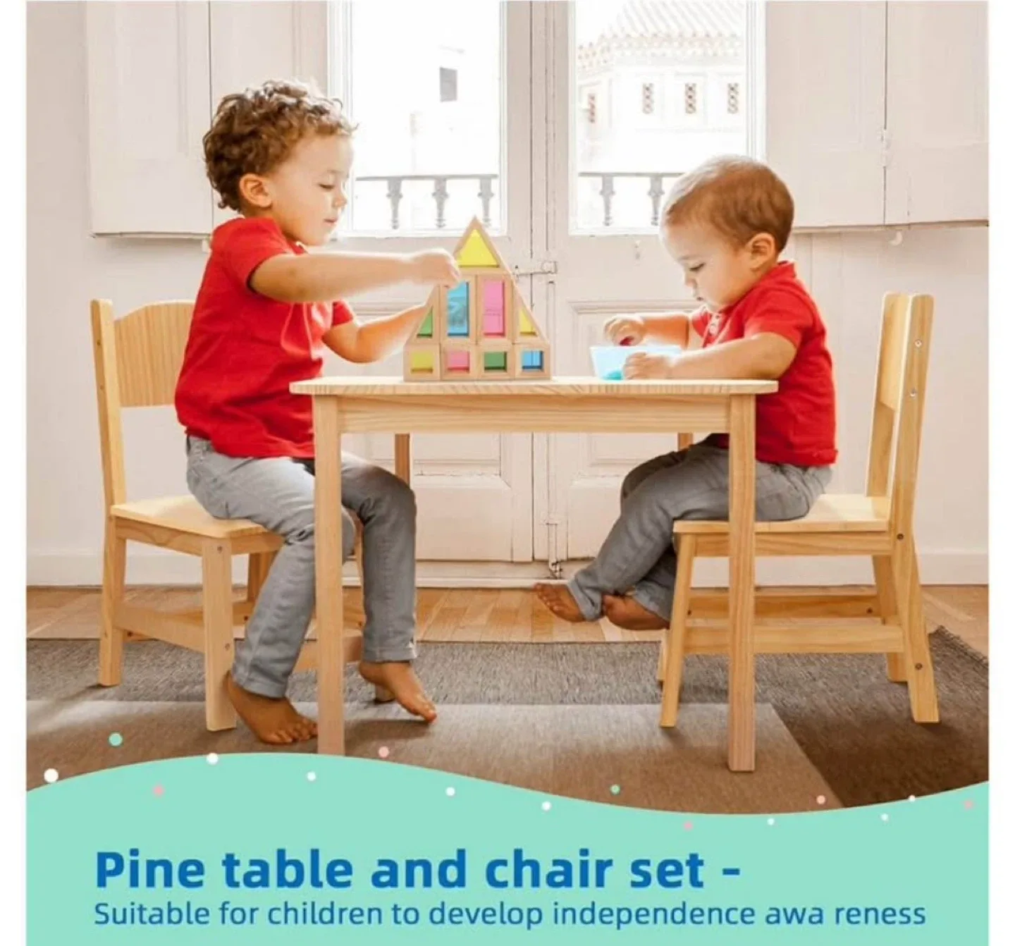 COOK Kids Table & Chairs Set - Solid Wood thumbnail