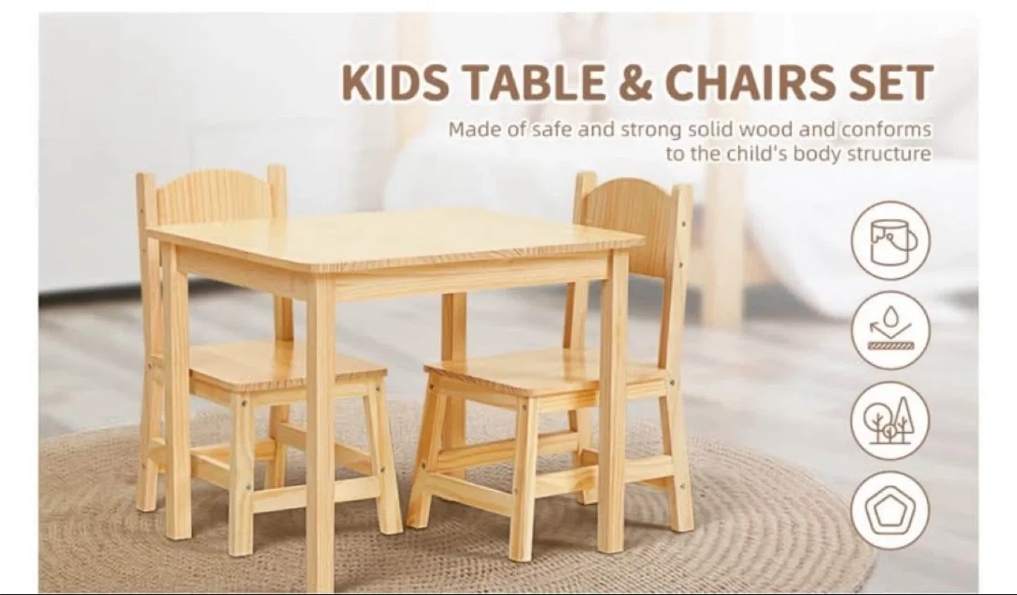 COOK Kids Table & Chairs Set - Solid Wood image indicator(2)