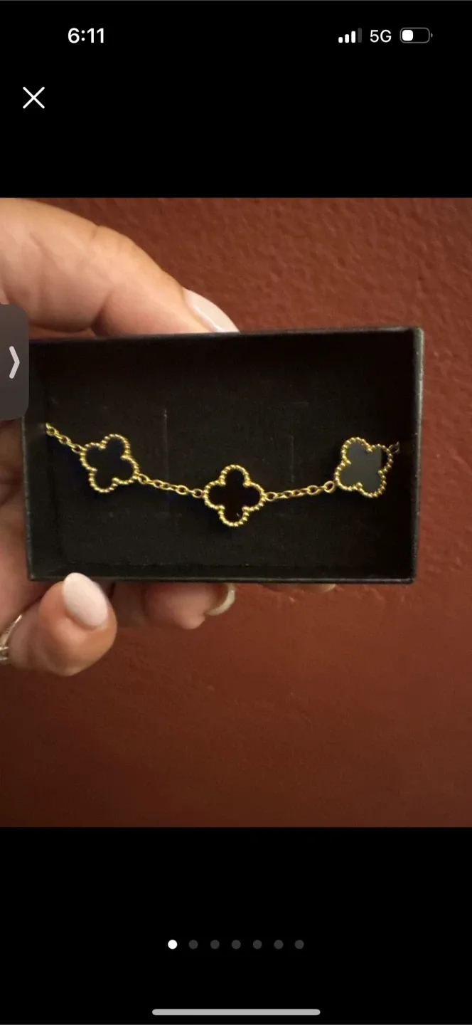 18K Gold SS Black clover Alhambra Bracelet New thumbnail