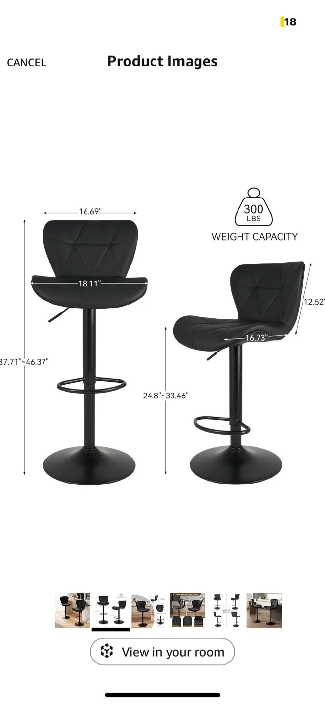 Black Swivel Bar Stools - Set of 2 image indicator(3)