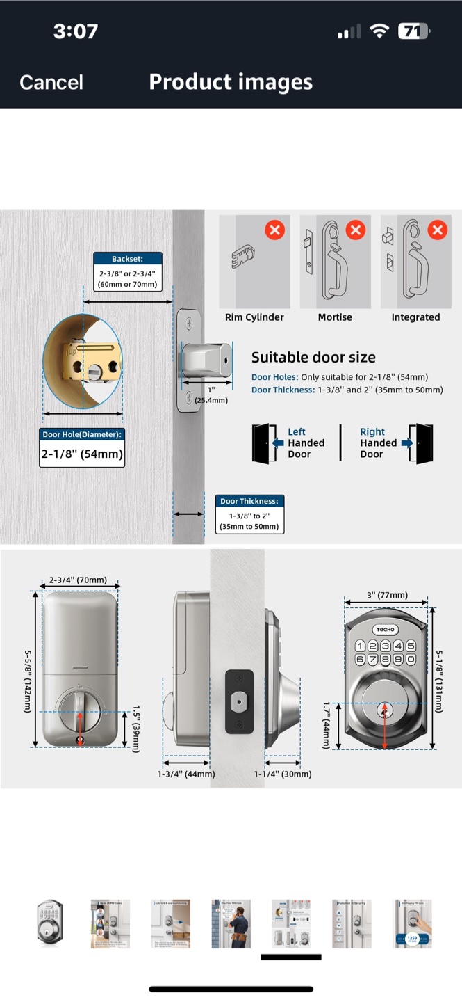Techko Keypad Digital Deadbolt TE001 - photo 3