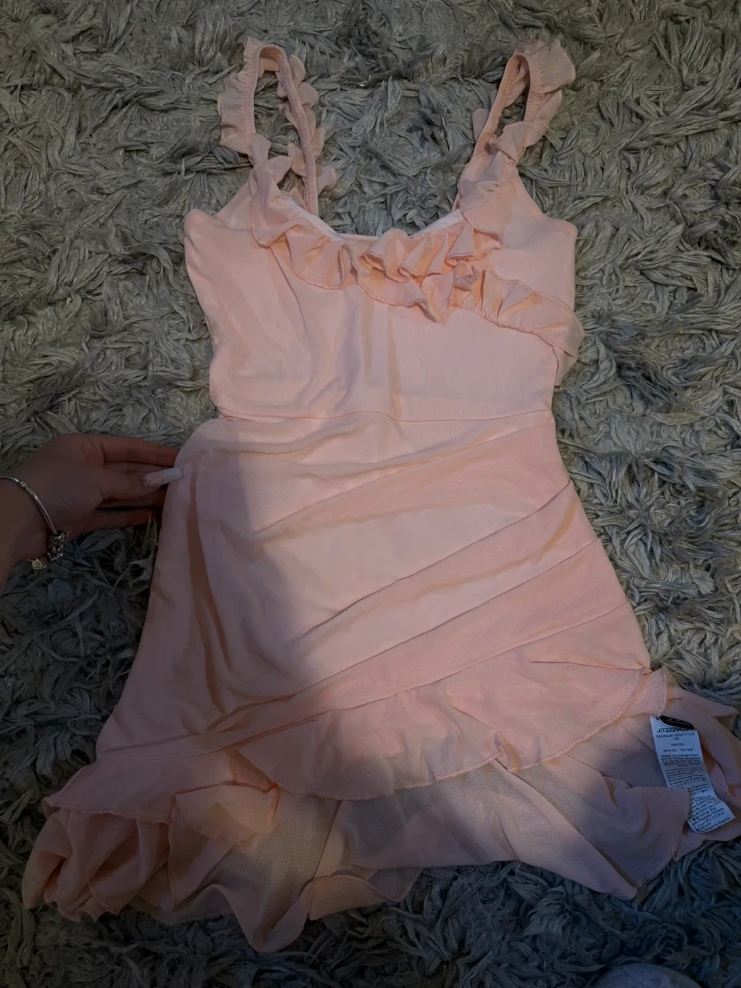 Pink Ruffle Mini Dress thumbnail