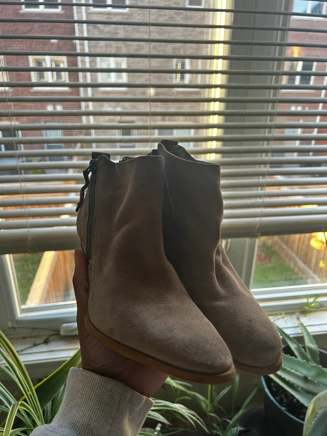 Vince Camuto Brown Suede Heeled Booties Size 7/8 image indicator(2)