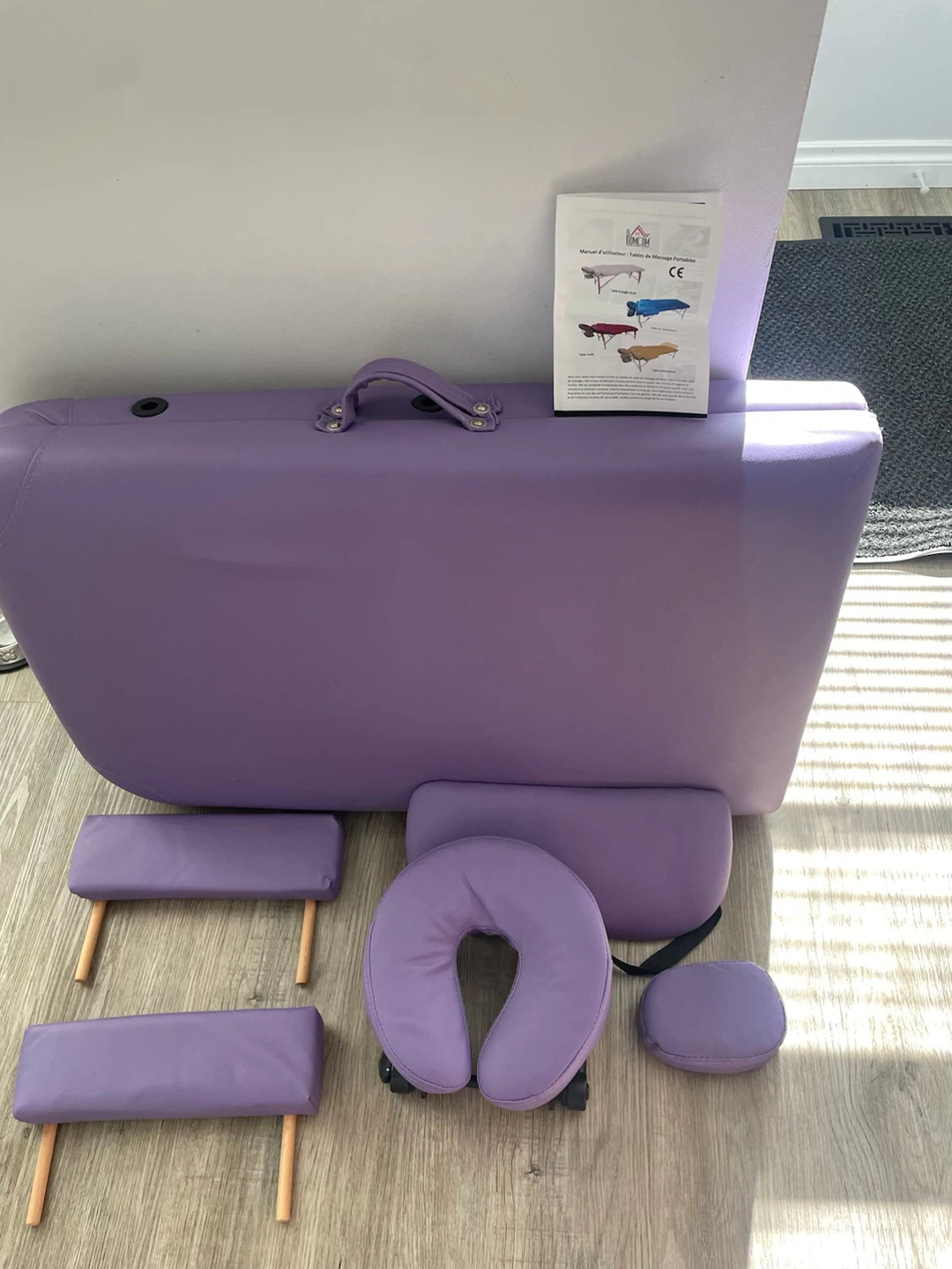 HOMCOM Portable Massage Table, Purple - photo 3