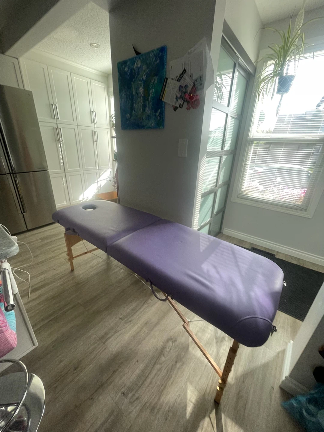 HOMCOM Portable Massage Table, Purple
