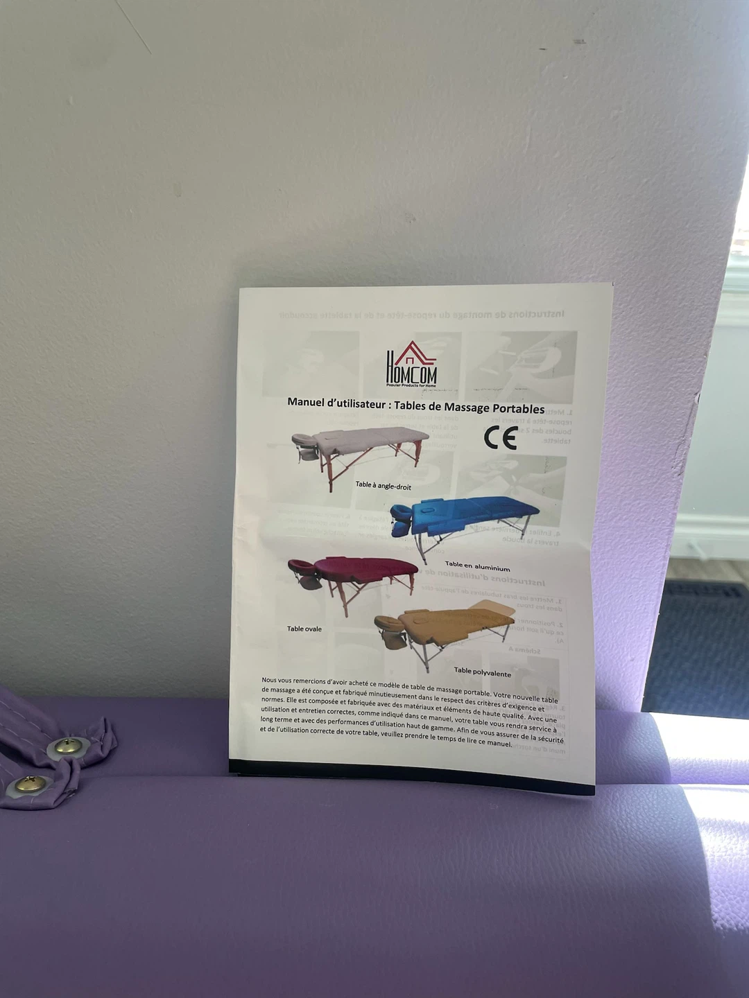HOMCOM Portable Massage Table, Purple - photo 4