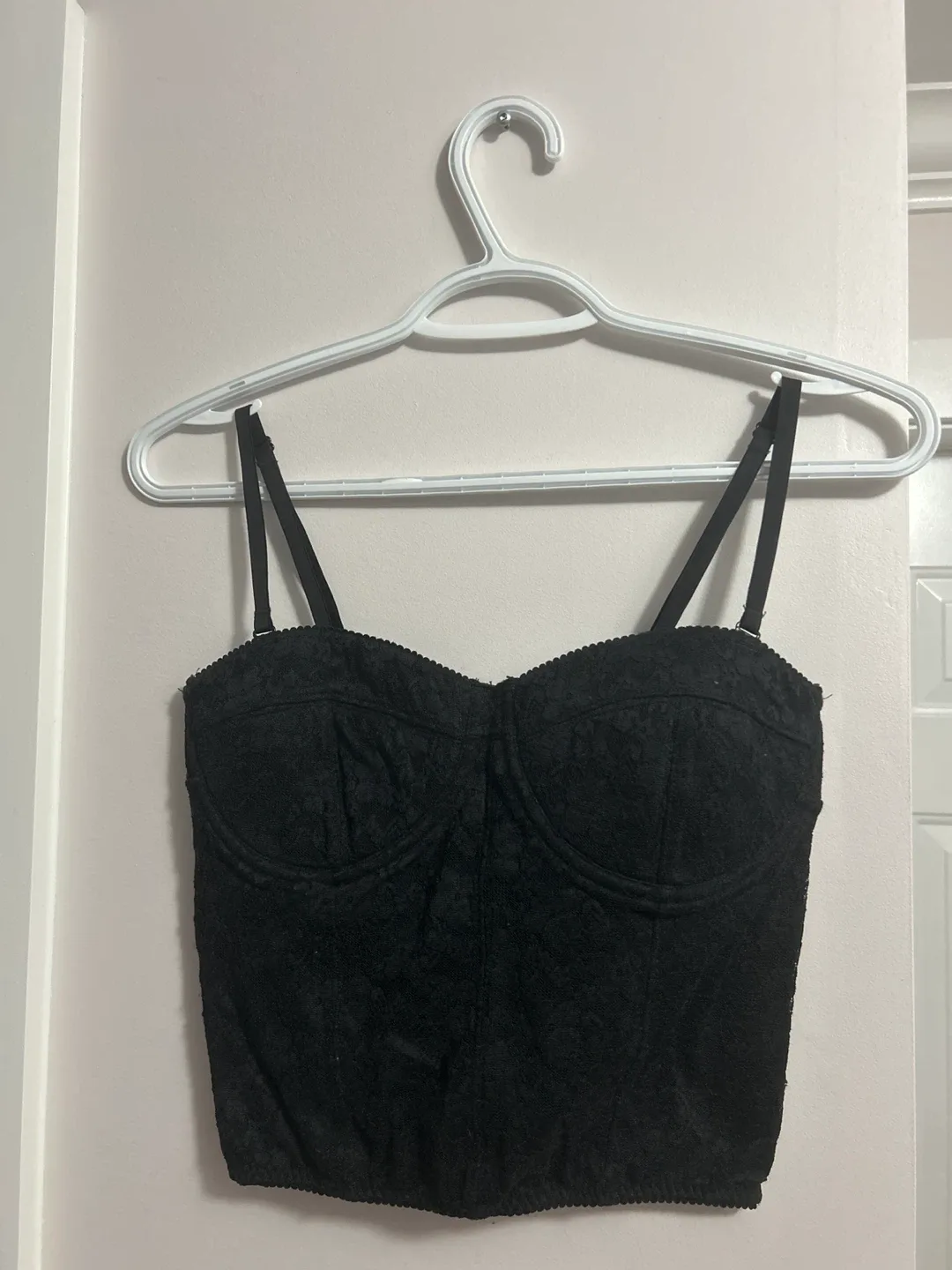 Suzy Shier Black Lace Bustier Top thumbnail