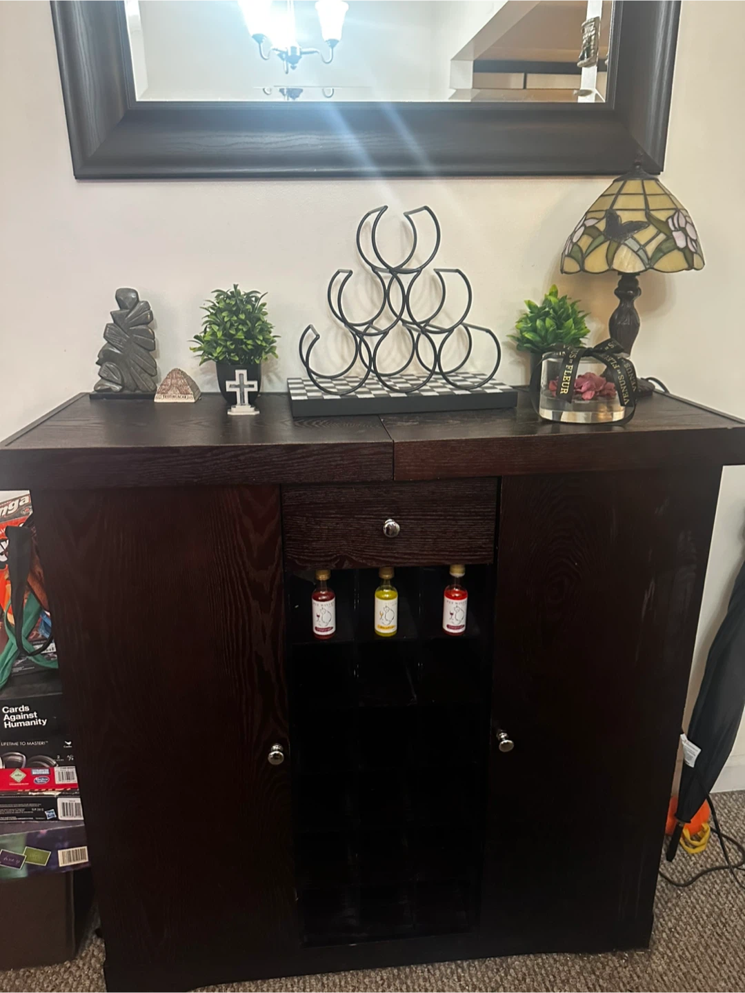 Dark Brown Wooden Bar Cabinet