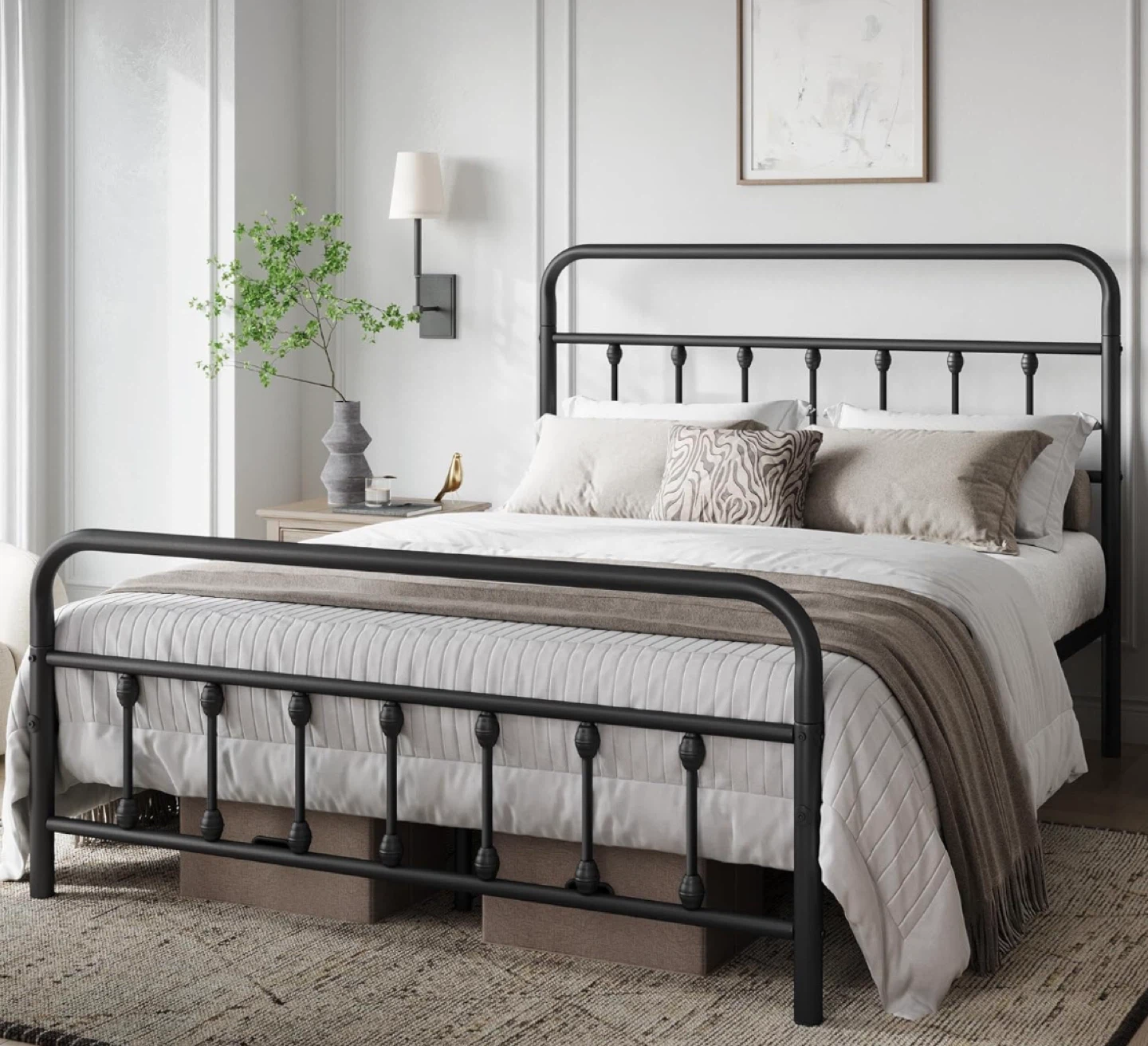 Black Metal Bed Frame with Matress- Full Size - photo 4
