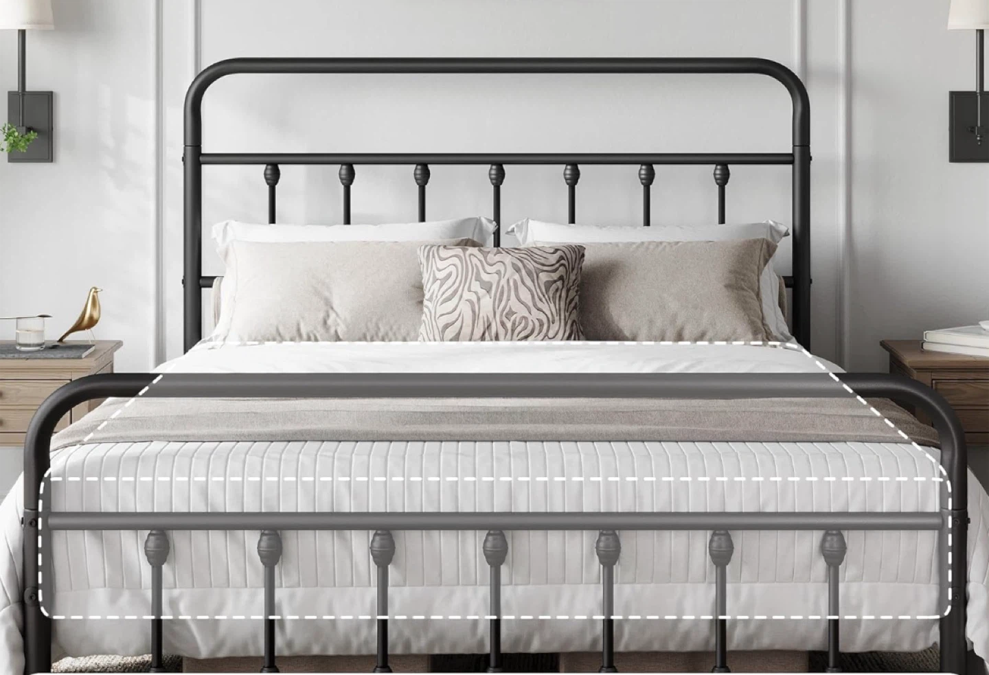 Black Metal Bed Frame with Matress- Full Size - photo 2