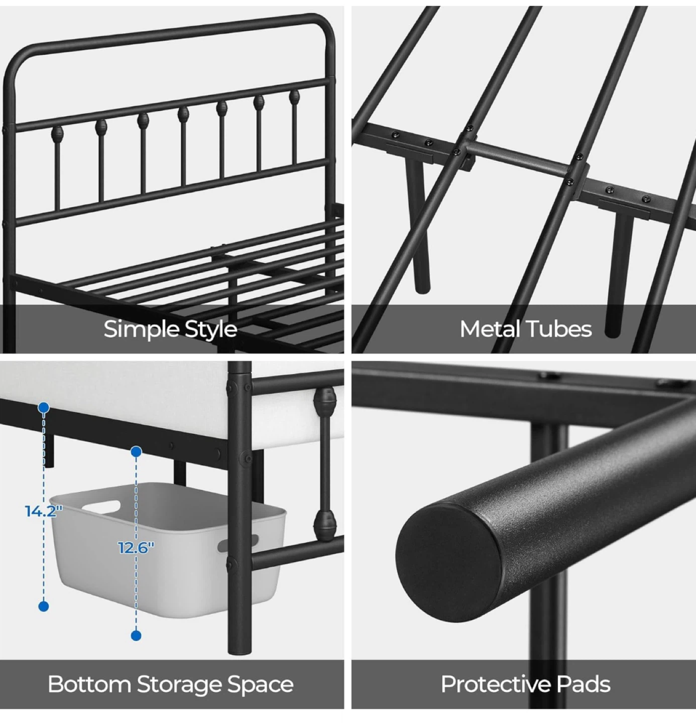 Black Metal Bed Frame with Matress- Full Size - photo 3