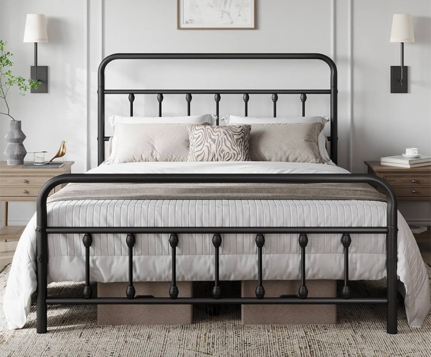 Black Metal Bed Frame with Matress- Full Size