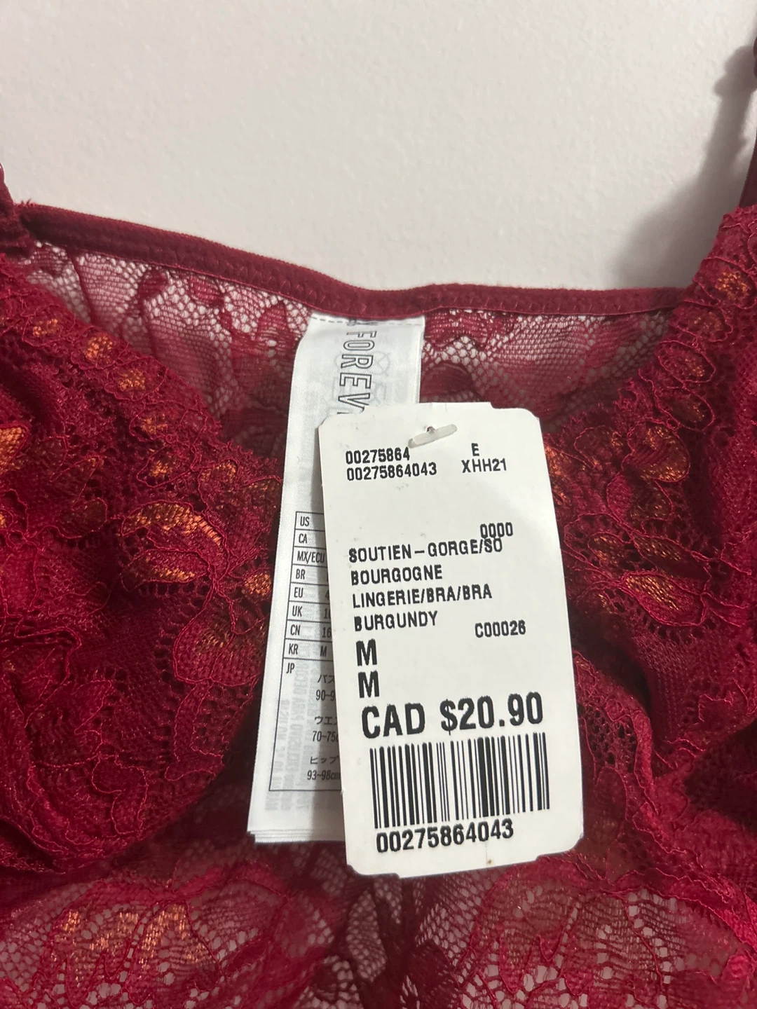 Forever 21 Burgundy Lace Bra - Size M - photo 2